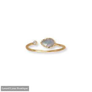 14 Karat Gold Plated Labradorite and CZ Ring - LE1318-9 - Liliana Skye