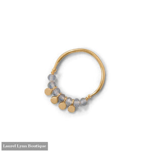 14 Karat Gold Plated Labradorite Bead and Disk Ring - 83862-9 - Liliana Skye