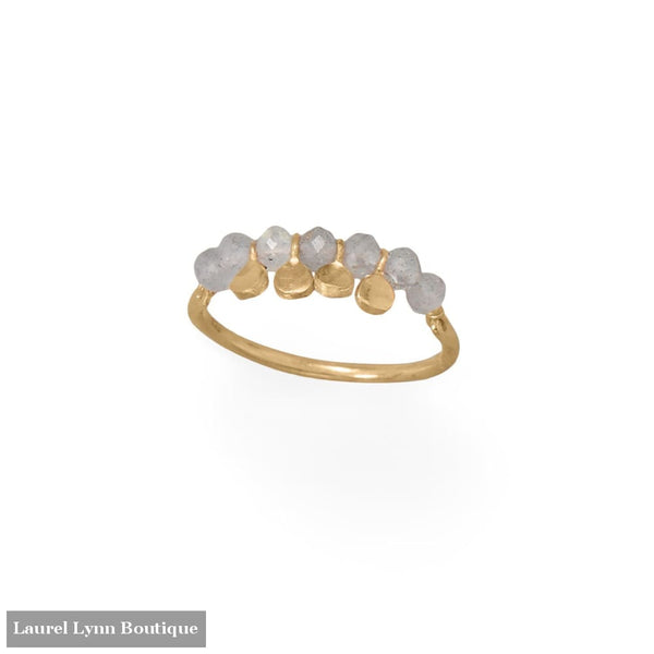 14 Karat Gold Plated Labradorite Bead and Disk Ring - 83862-9 - Liliana Skye