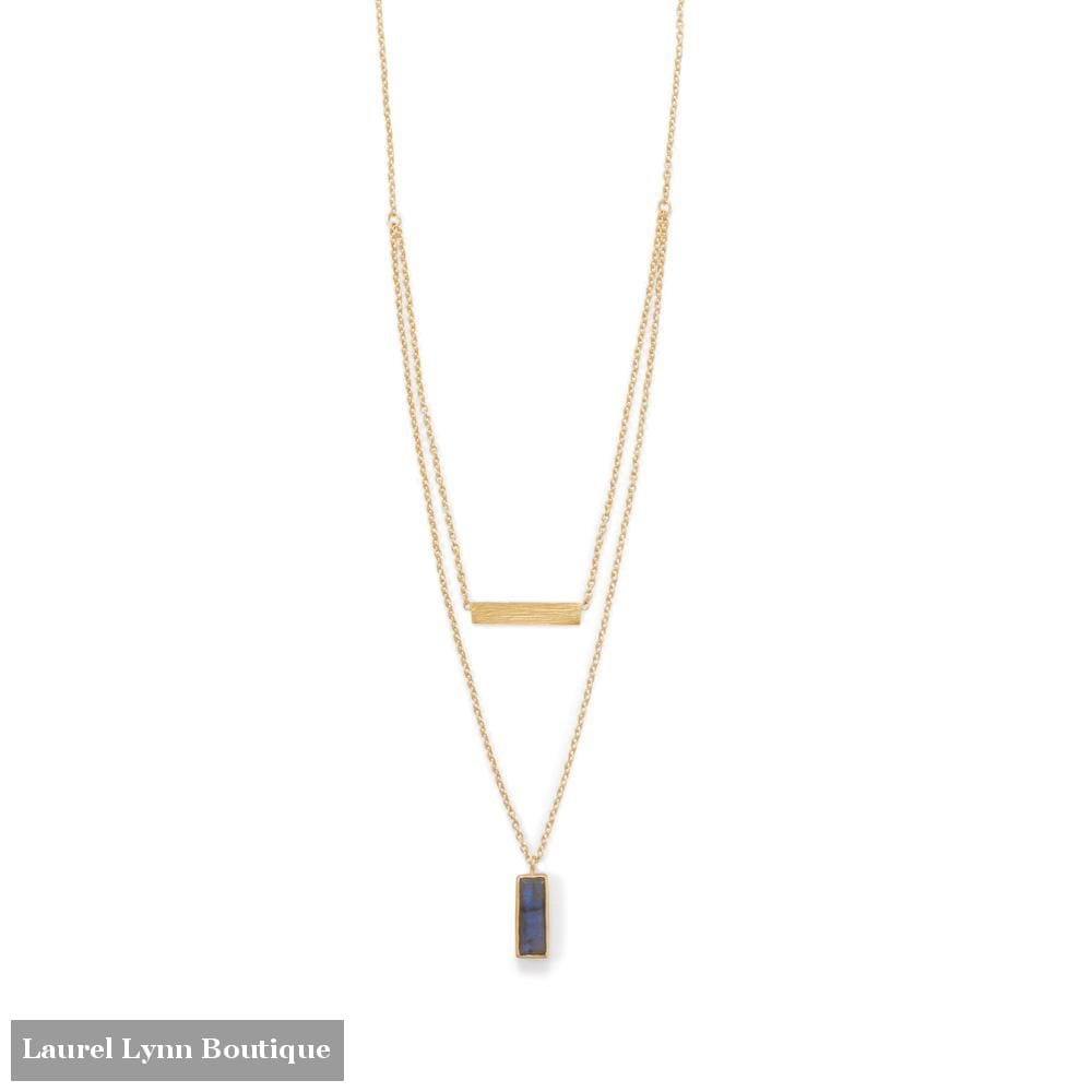 14 Karat Gold Plated Labradorite Double Strand Bar Necklace - 34262 - Liliana Skye