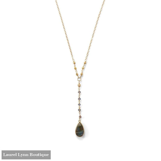 14 Karat Gold Plated Labradorite Drop Necklace - Laurel Lynn Collection - Blairs Jewelry & Gifts