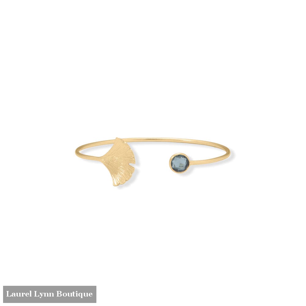 14 Karat Gold Plated London Blue Topaz Fan Design Cuff Bracelet - 23649 - Liliana Skye