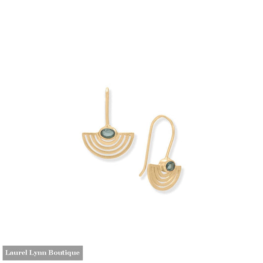 14 Karat Gold Plated London Blue Topaz Fan Design Earrings - 66790 - Liliana Skye