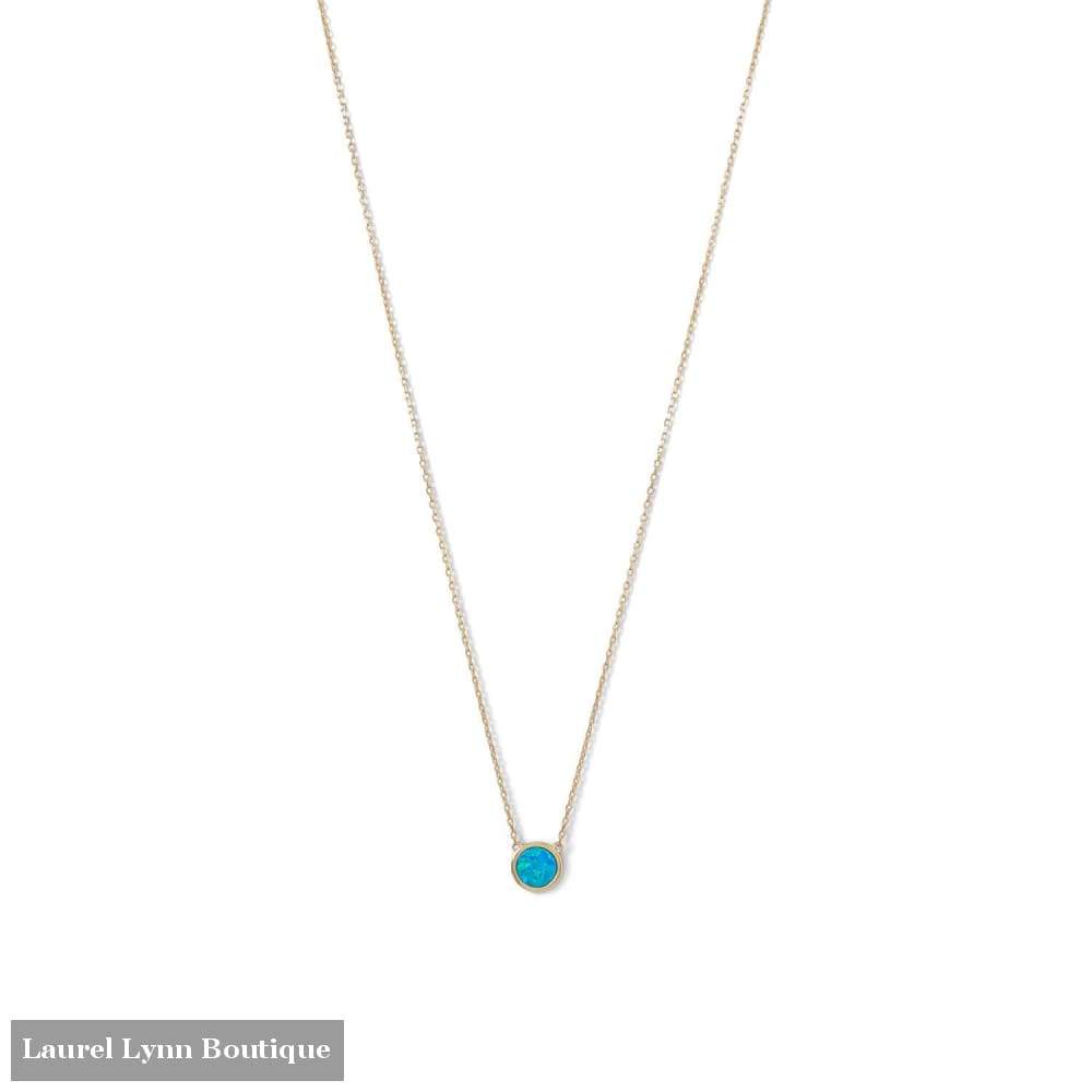 14 Karat Gold Plated Mini Synthetic Blue Opal Necklace - Liliana Skye - Blairs Jewelry & Gifts