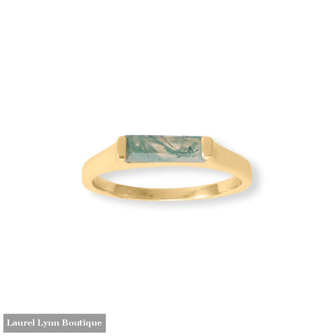 14 Karat Gold Plated Moss Agate Bar Ring - 83958-9 - Liliana Skye