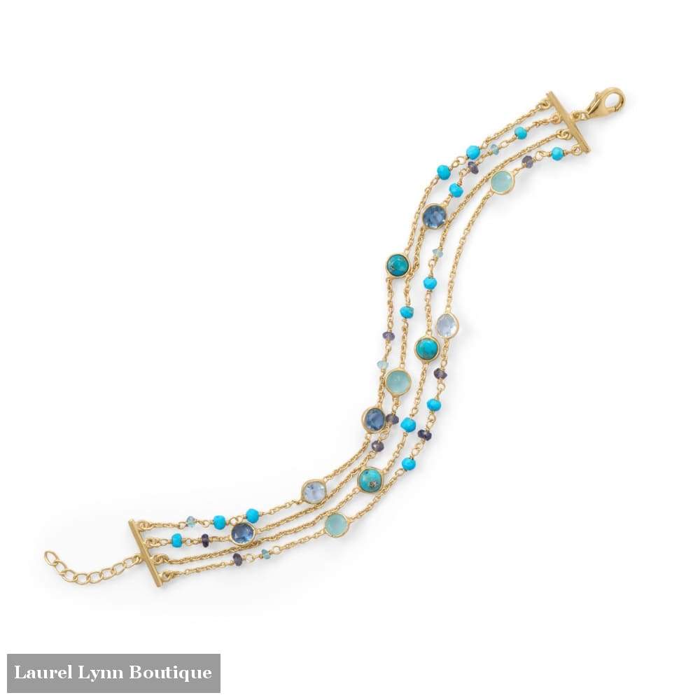 14 Karat Gold Plated Multi Stone Bracelet - Laurel Lynn Collection - Blairs Jewelry & Gifts