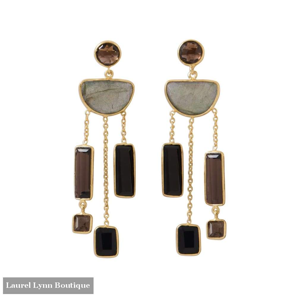 14 Karat Gold Plated Multi Stone Post Earrings - Laurel Lynn Collection - Blairs Jewelry & Gifts