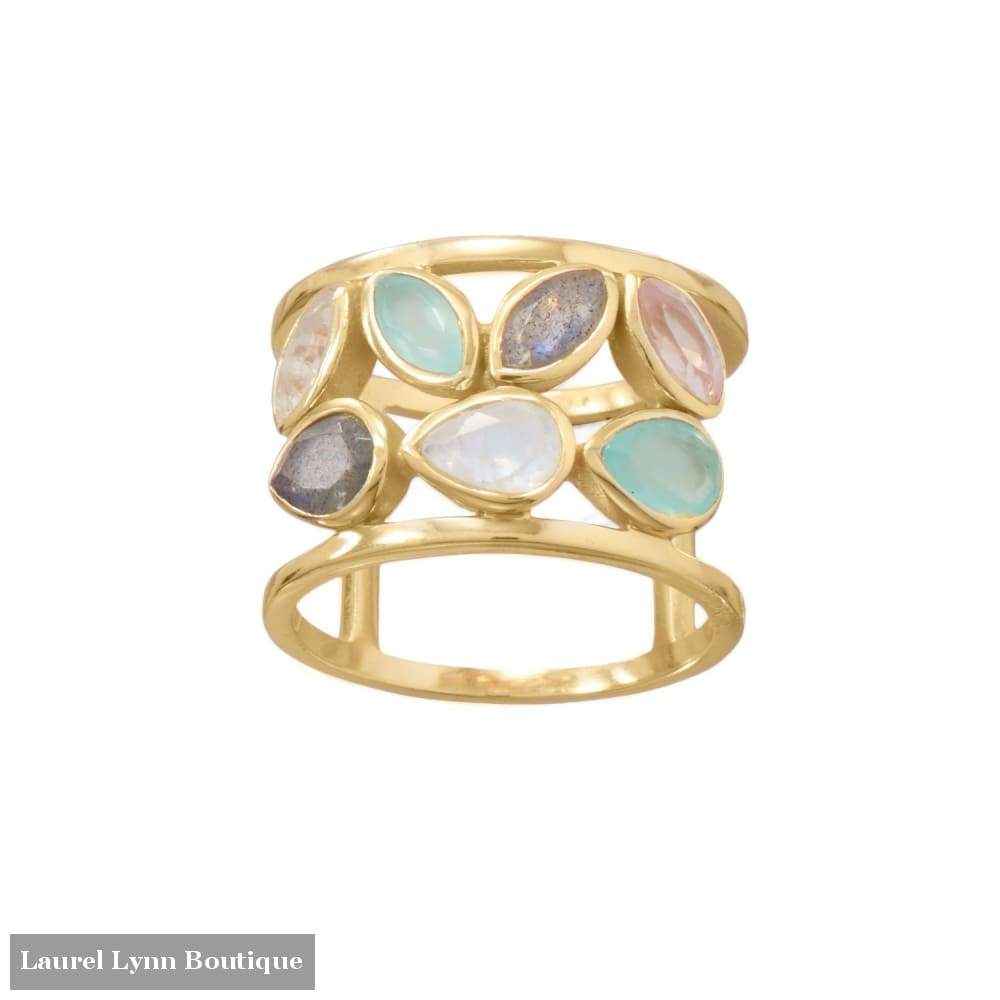 14 Karat Gold Plated Multi Stone Ring - Laurel Lynn Collection - Blairs Jewelry & Gifts