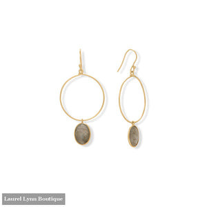 14 Karat Gold Plated Open Circle Labradorite Earrings - 66787 - Liliana Skye