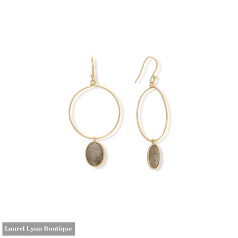14 Karat Gold Plated Open Circle Labradorite Earrings - 66787 - Liliana Skye