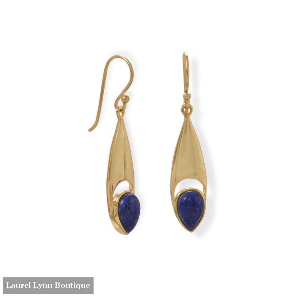 14 Karat Gold Plated Pear Shaped Lapis Earrings - 66471 - Liliana Skye