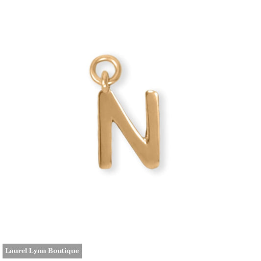 14 Karat Gold Plated Polished N Charm - 74684N - Liliana Skye