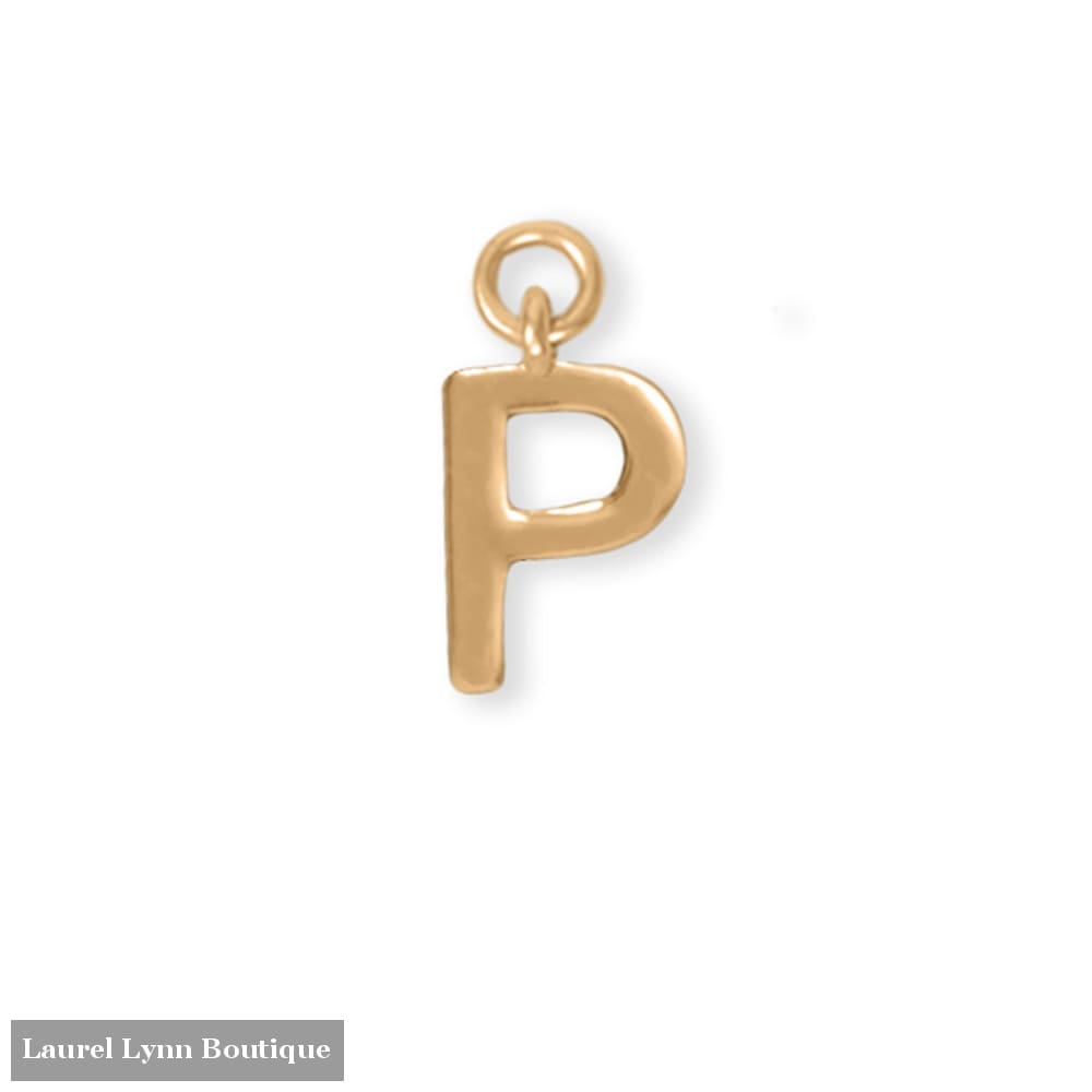 14 Karat Gold Plated Polished P Charm - 74684P - Liliana Skye