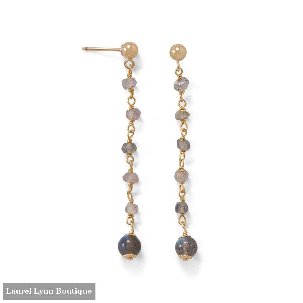 14 Karat Gold Plated Post Earrings With Labradorite Beads - Laurel Lynn Collection - Blairs Jewelry & Gifts