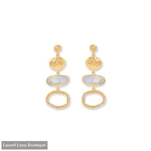 14 Karat Gold Plated Rainbow Moonstone Drop Earrings - 66777 - Liliana Skye
