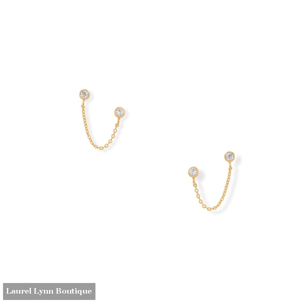 14 Karat Gold Plated Round CZ Double Post Earrings - 66547 - Liliana Skye