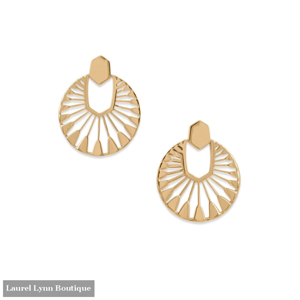 14 Karat Gold Plated Sun Dial Design Earrings - 66722 - Liliana Skye