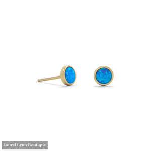 14 Karat Gold Plated Synthetic Blue Opal Studs - Laurel Lynn Collection - Blairs Jewelry & Gifts