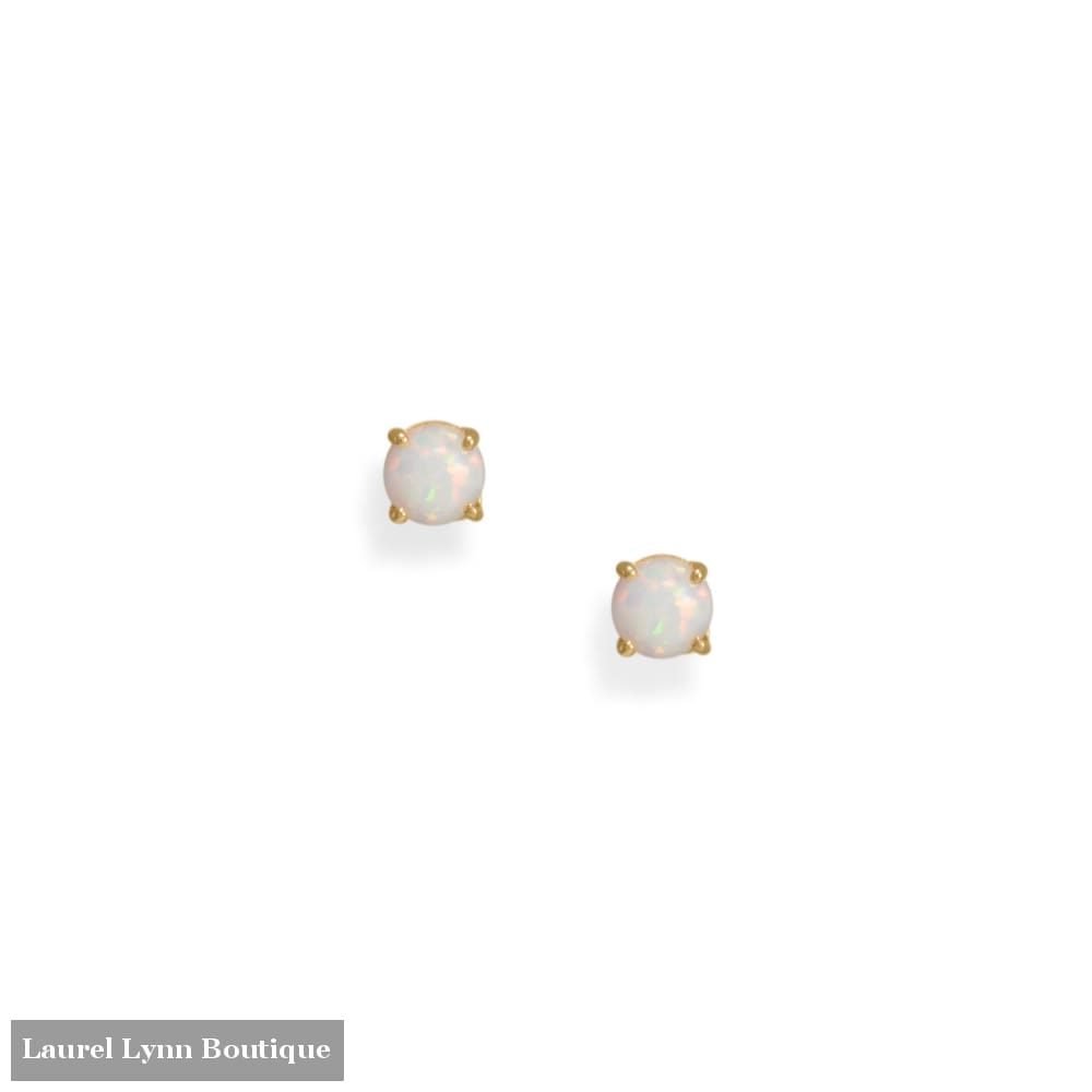 14 Karat Gold Plated Synthetic Opal Stud Earrings - 66585 - Liliana Skye