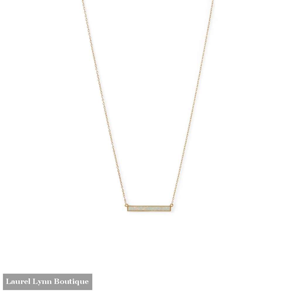 14 Karat Gold Plated Synthetic White Opal Bar Necklace - 34217 - Laurel Lynn Collection - Blairs Jewelry & Gifts