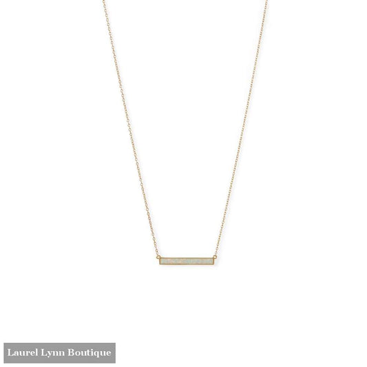 14 Karat Gold Plated Synthetic White Opal Bar Necklace - 34217 - Laurel Lynn Collection - Blairs Jewelry & Gifts