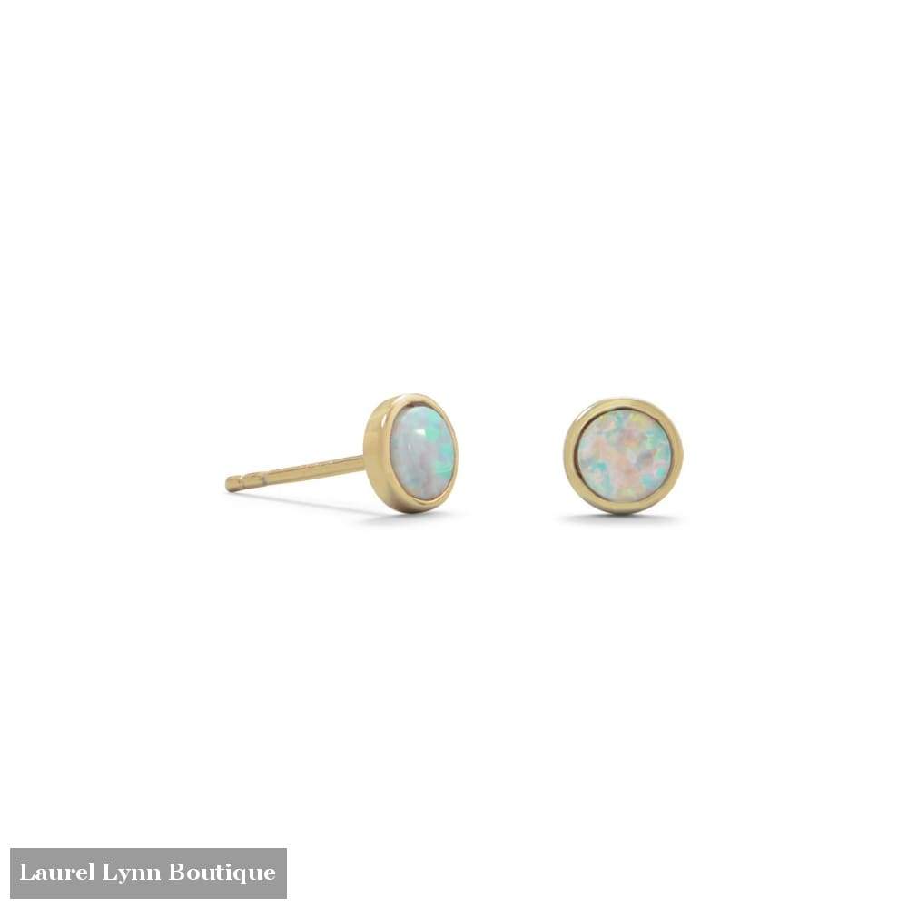 14 Karat Gold Plated Synthetic White Opal Studs - Laurel Lynn Collection - Blairs Jewelry & Gifts
