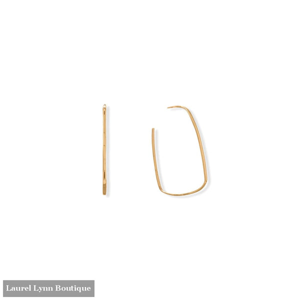 14 Karat Gold Plated Thin Rectangle 3/4 Hoop Earrings - 66583 - Liliana Skye