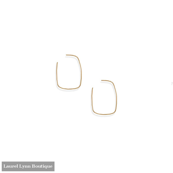 14 Karat Gold Plated Thin Rectangle 3/4 Hoop Earrings - 66583 - Liliana Skye