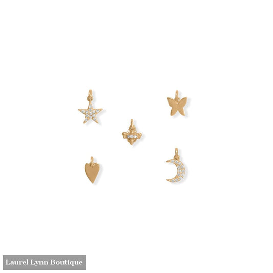 14 Karat Gold Plated Trendy Charm Set - 74685 - Liliana Skye