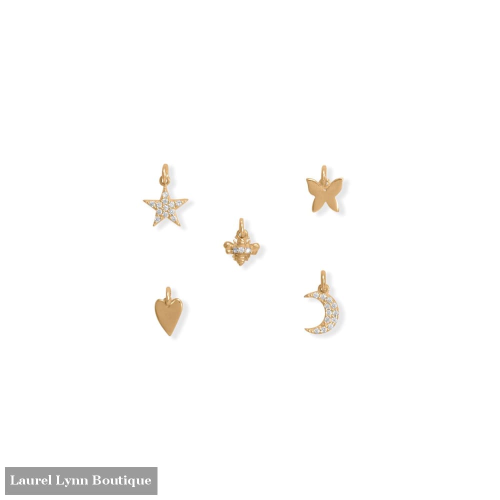 14 Karat Gold Plated Trendy Charm Set - 74685 - Liliana Skye