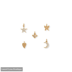 14 Karat Gold Plated Trendy Charm Set - 74685 - Liliana Skye