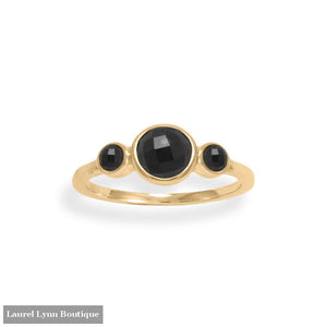 14 Karat Gold Plated Triple Black Onyx Ring - 83955-9 - Liliana Skye