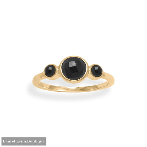 14 Karat Gold Plated Triple Black Onyx Ring - 83955-9 - Liliana Skye