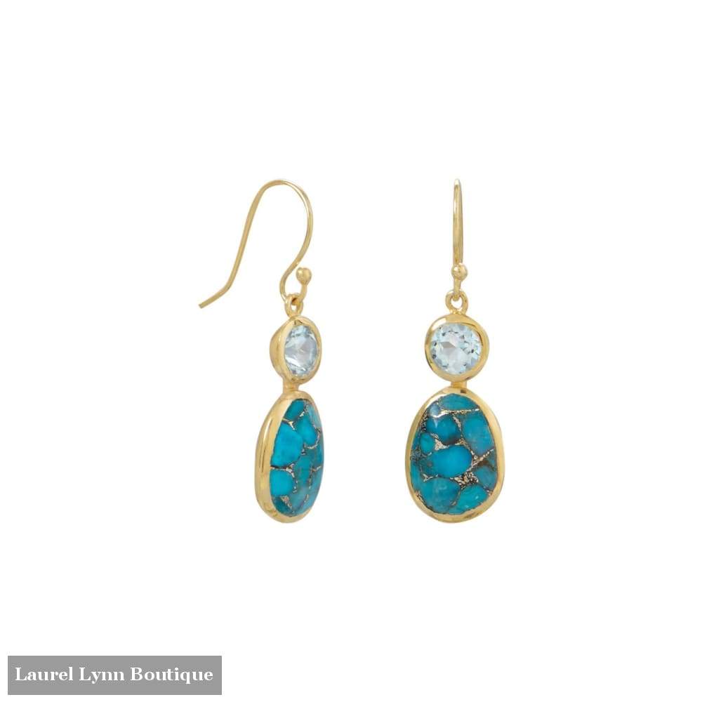 14 Karat Gold Plated Turquoise And Sky Blue Topaz Earrings - Liliana Skye - Blairs Jewelry & Gifts
