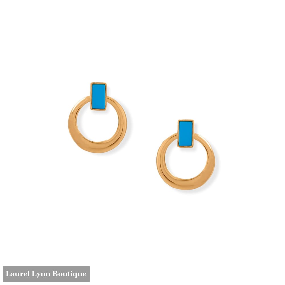 14 Karat Gold Plated Turquoise Door Knocker Style Earrings - 66595 - Liliana Skye