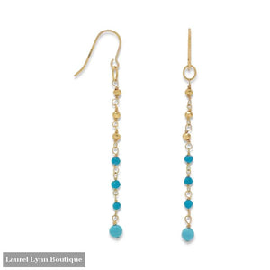 14K Gold Plated French Wire Earrings With Reconstituted Turquoise Beads - Laurel Lynn Collection - Blairs Jewelry & Gifts