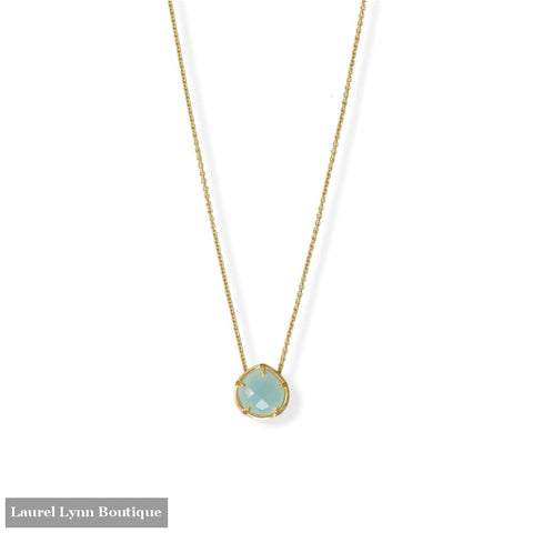 16 + 2 14 Karat Gold Plated Pear Chalcedony Necklace - 34447 - Liliana Skye