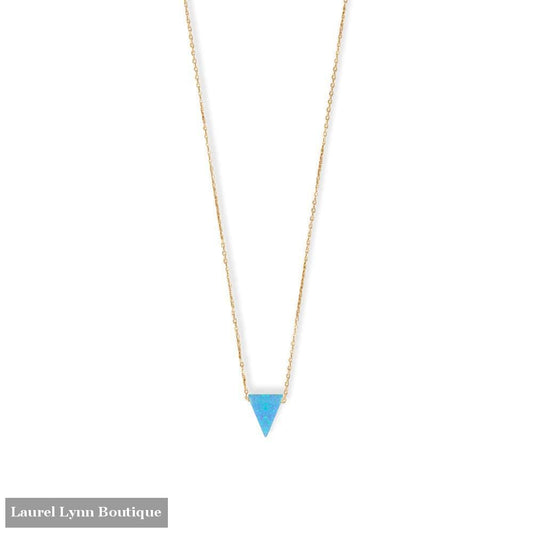 16 + 2 14 Karat Gold Plated Synthetic Opal Triangle Necklace - 34423 - Liliana Skye