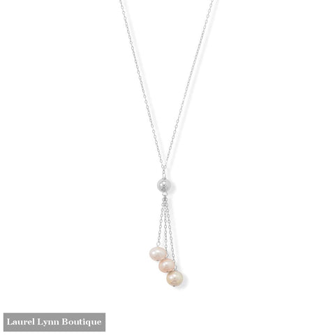 16 + 2 8mm Cultured Freshwater Pearl Lariat Necklace - LE1325 - Liliana Skye