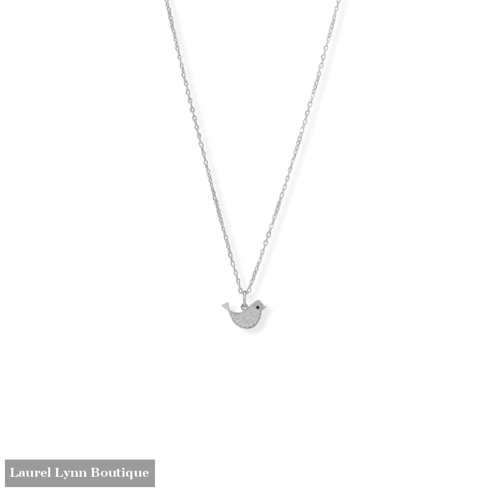 16 + 2 Rhodium Plated CZ Bird Necklace - 34370 - Liliana Skye