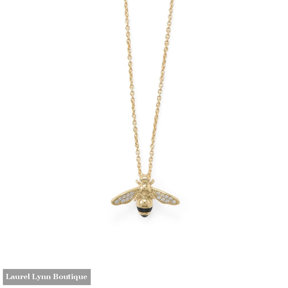 16+2 14 Karat Gold Plated Signity CZ Bee Necklace - 34274 - Liliana Skye