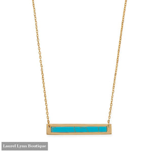 16+2 14 Karat Gold Plated Turquoise Bar Necklace - 34296 - Liliana Skye