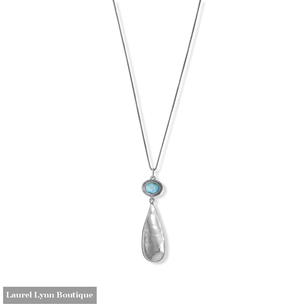 18 Larimar with Pear Drop Necklace - 34405 - Liliana Skye