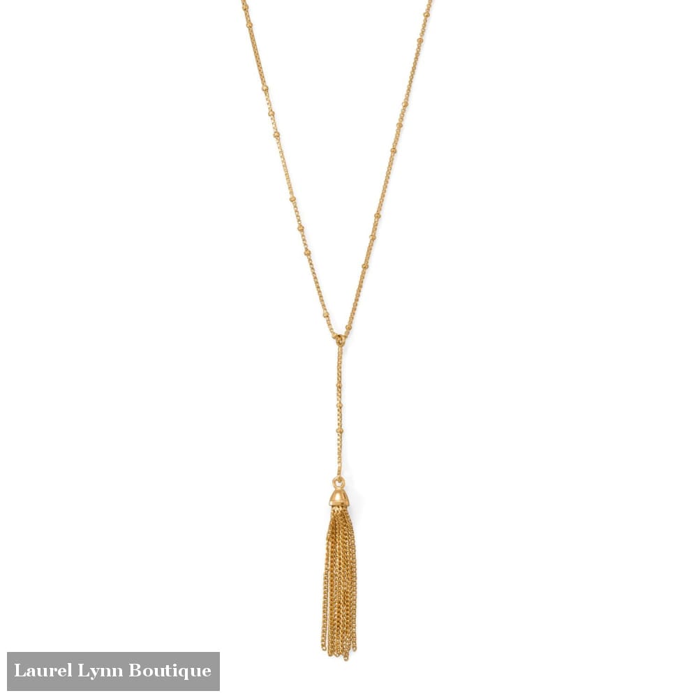 18+2 14 Karat Gold Plated Tassel Necklace - 34314 - Liliana Skye