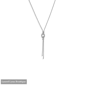 24 + 2 Rhodium Plated Double Link Long Lariat Necklace - 34367 - Liliana Skye