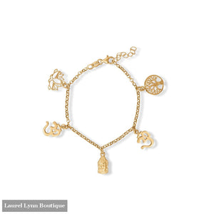 6.5 + 1 14 Karat Gold Plated Om Charm Bracelet - 23624 - Liliana Skye