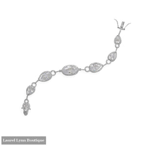 8 Rhodium Plated Pear and Oval CZ Bracelet - 23595 - Liliana Skye