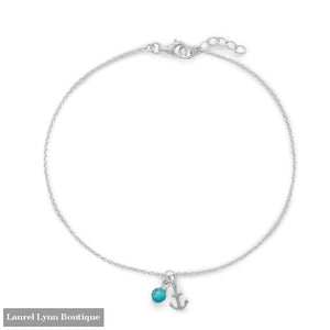 9.25+.75 Anchor and Turquoise Anklet - 92138 - Liliana Skye