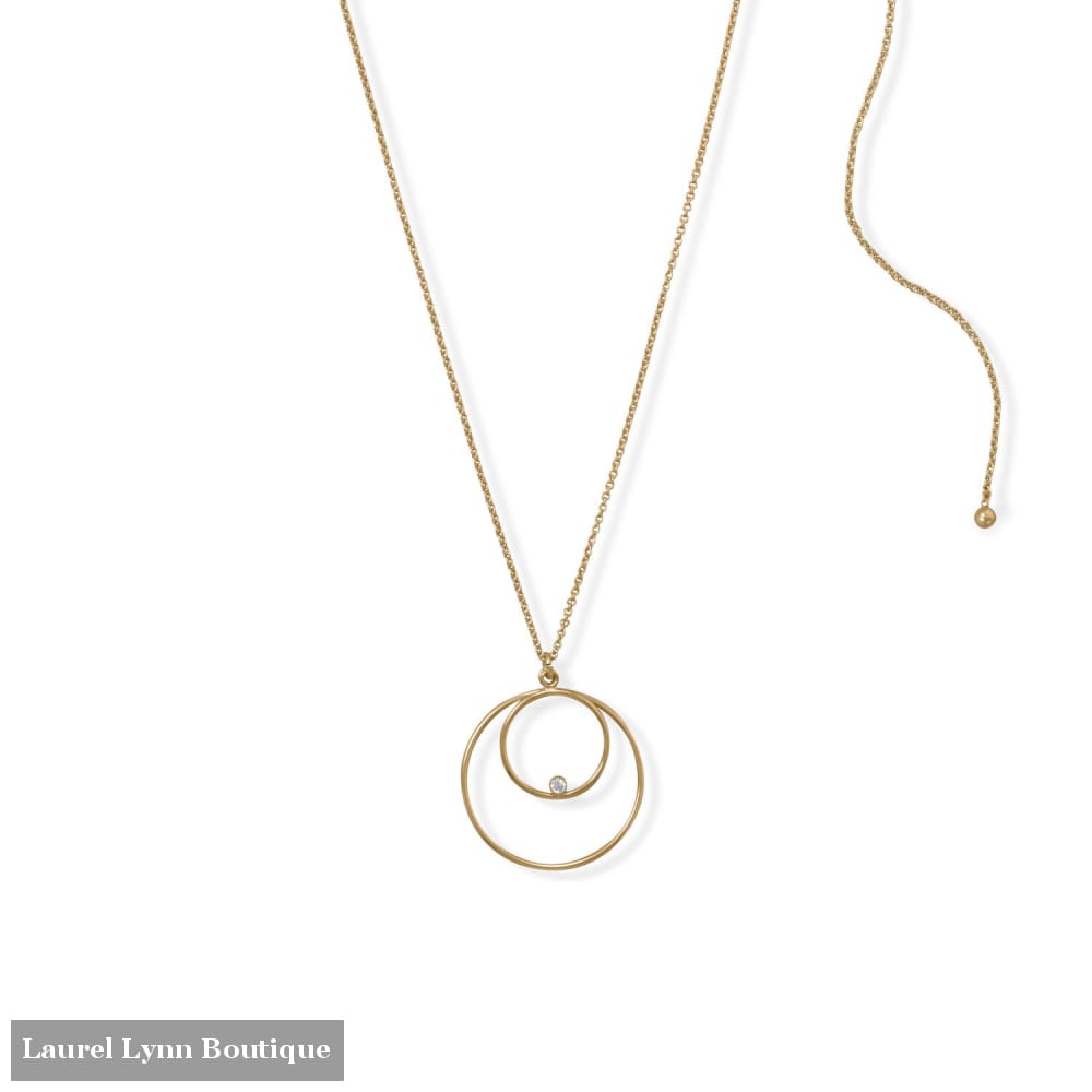Adjustable 22 14/20 Gold Filled Double Circle with CZ Necklace - 34386 - Liliana Skye