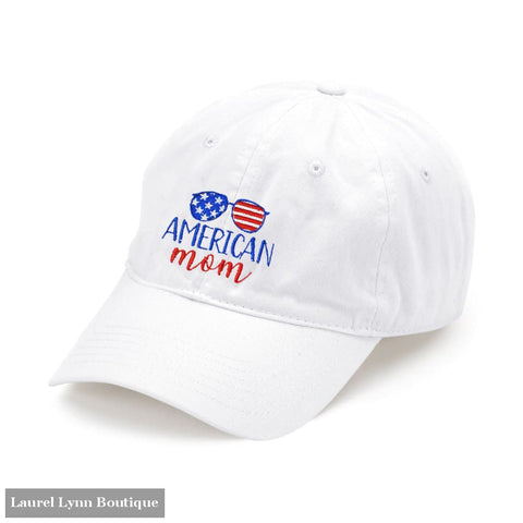 American Mom Embroidered White Cap - M190VL-WHT-AMERMOM - Viv & Lou